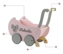 Drevený kočík pre bábiky + meno darček na rok Komponenty súpravy wózek stopery (podpórki) dekory imię