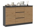 Комод 2D3S 120СМ С ЯЩИКАМИ АНТРАЦИТ ДУБ АРТИЗАН