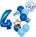 Balony urodzinowe 12szt niebieskie cyfra 4 latka