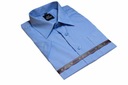 Элегантная большая мужская рубашка индиго синего цвета с коротким рукавом 52/53-8XL