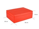 Красная деревянная коробка с крышкой, 40х30х14 см.