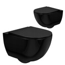 ЧЕРНЫЙ ПОДВЕСНОЙ УНИТАЗ REA CARLO MINI БЕЗ ОПРАВЫ ПЛОСКИЙ ЧЕРНЫЙ ТОНКИЙ ПОДВЕСНОЙ