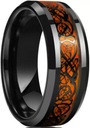 Кольцо с кельтским драконом Черно-оранжевое кольцо с печаткой