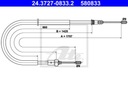 ATE 24.3727-0833 CABLE BRAKES MANUAL PEUGEOT 20 