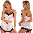 КОМПЛЕКТ НОЧНОЙ АТЛАСНОЙ ХИМИИ С КРУЖЕВНЫМИ ШОРТАМИ СЕРДЦЕ