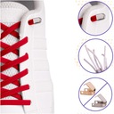 Эластичные, плоские, практичные красные шнурки без завязок.