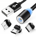 МАГНИТНЫЙ КАБЕЛЬ 3в1 MICRO TYPE-C USB-C к IPHONE