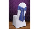 Белый атласный чехол на стул с темно-синим бантом, украшения для причастия