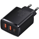 Настенное зарядное устройство Baseus 2xUSB-A USB-C QC 30 Вт для телефона/планшета