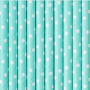 БУМАЖНЫЕ ТРУБОЧКИ, бирюзовые с белыми точками, 10 шт.