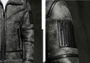 Ciepła kurtka skórzana Kożuch Futro naturalne XXL Wzór dominujący bez wzoru