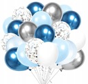 Balony Blue srebrne 60szt Ślub Bal zestaw komunia konfetti Wesele Urodziny Stan opakowania oryginalne