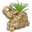 Статуэтка СЛОН с суккулентом, ЗОЛОТО, 10 см