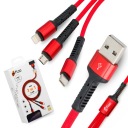 Кабель USB - USB тип C / microUSB / Lighting 3in1 3.4A 1.2m USB-C Mini Braid