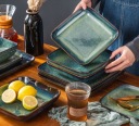 Обеденный сервиз VANCASSO STERN зеленая керамическая посуда на 8 человек 32 шт.