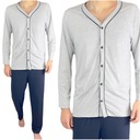 Pánske rozopínacie pyžamo s dlhým rukávom a nohavicami sivé M