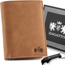 Мужской кожаный вертикальный кошелек коричневый премиум с расширенным RFID ZAGATTO