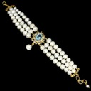 Náramok 925 perly tanzanity swiss topaz biele Celková dĺžka 22.86 cm