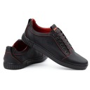 Мужские кожаные повседневные туфли 2121p/2 черные с красной деталью 42