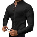 Элегантная хлопковая рубашка с воротником-стойкой без воротника, эластичная