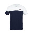 LE COQ SPORTIF Pánske tričko tmavomodré a biele XXL Dominujúci vzor logo