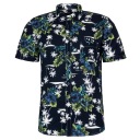 ГАВАЙСКАЯ МУЖСКАЯ РУБАШКА, ТЕМНО-СИНЯЯ С ПАЛЬМАМИ XXL 43/44