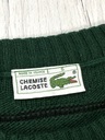 LACOSTE Vintage Retro Wełniany Sweter Męski w Paski Logowany r. 6 / XL Odcień zieleń butelkowa