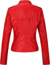 Opálená dámska ležérna bunda z umelej kože Krátky zips Čierna červená Vrchné oblečenie Značka Inna marka