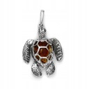 СЕРЕБРЯНЫЙ КУЛОН ЧЕРЕПАХА ИЗ СЕРЕБРА И ЯНТАРЯ