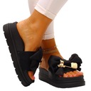 KLAPKI DAMSKIE CZARNE STYLOWE LEKKIE KOKARDA MODNE