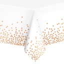 Скатерть белая с конфетти из розового золота, 137х274см.