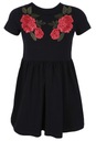 Čierne šaty s ružami PRIMARK 7-8 rokov 128 cm