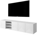 WISZĄCA SZAFKA RTV BIAŁA MAT do salonu 200 cm Stolik pod TV RYFLOWANA ASHA