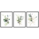 Триптих набор постеров цветы растения графика ботаника зеленый 3шт 30х40см