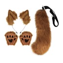 Плюшевый костюм-головной убор с кошачьими ушками Лолита, длинный коричневый