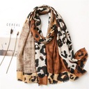 Шарф, женский шарф, леопардовый принт, длинные узоры, элегантный коричневый.
