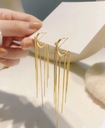 Золотые длинные серьги с красивой простой застежкой, подвеска 9,8 см