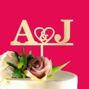 Топпер для свадебного торта с инициалами в форме сердца, золотое зеркало