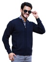 Pánsky sveter na zips - tmavomodrý 5XL