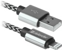 USB Defender USB-LIGHTNING кабель 1м 2.1А белый и черный