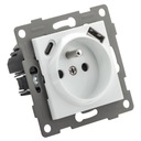 Розетка СТЕКЛЯННАЯ одинарная FI60 CONTACT с PIN-кодом для БЕЛЫХ рамок + USB C