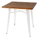 Стол Tolix Paris белый 80x80 деревянная столешница для бистро