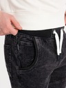 Pánske mramorové nohavice JOGGERY s prešívaním čierne V4 OM-PADJ-0108 S Veľkosť S