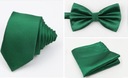 Мужской комплект галстук-бабочка + галстук + нагрудный платок, зеленый