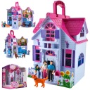 БОЛЬШОЙ СКАЗОЧНЫЙ КУКОЛЬНЫЙ ДОМИК ВИЛЛА МЕБЕЛЬ ДЛЯ ВСЕЙ СЕМЬИ СОБАКА СКЛАДНАЯ ПЛАСТИКОВАЯ