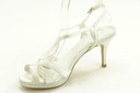MENBUR sandále biele na strednom podpätku špendlíky pohodlné saténové veľ. 38 Dĺžka vložky 24.5 cm