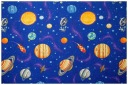 200х250 см КОВЕР С ПЕТЛЯМИ ЦВЕТНОЙ ФЛИС С ПЛАНЕТАМИ РАКЕТЫ ЗВЕЗДЫ КОСМОС