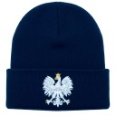 ПОЛЬЩА зимова шапка з орлом тепла патріотична шапка вишиванка біні темно 01