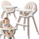 Detská jedálenská stolička 3v1 vysoký komfortný podnos autosedačka popruhy