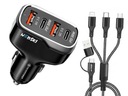 АВТОМОБИЛЬНОЕ ЗАРЯДНОЕ УСТРОЙСТВО USB QC PD 2x USB A, 2x C НЕЙЛОНОВЫЙ КОМБО-КАБЕЛЬ 60 Вт 5 В 1